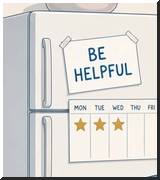 a gold star chart on a fridge